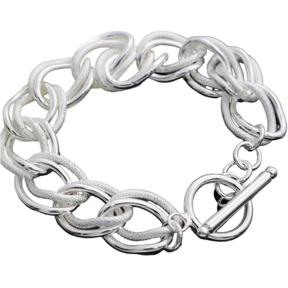 Handcrafted Sterling Silver Bracelet, Unique Chain Link Design Toggle Cl… - Picture 11 of 12